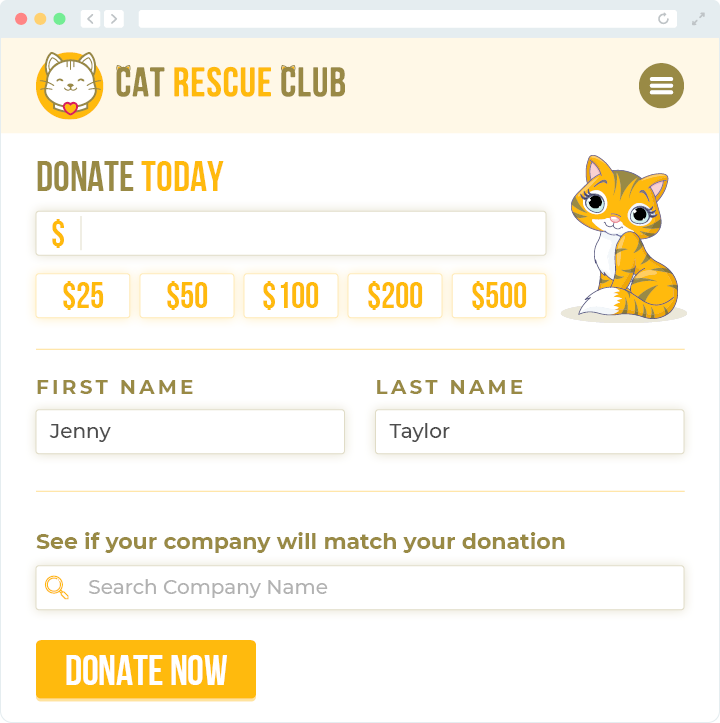360MatchPro Example Donation Page