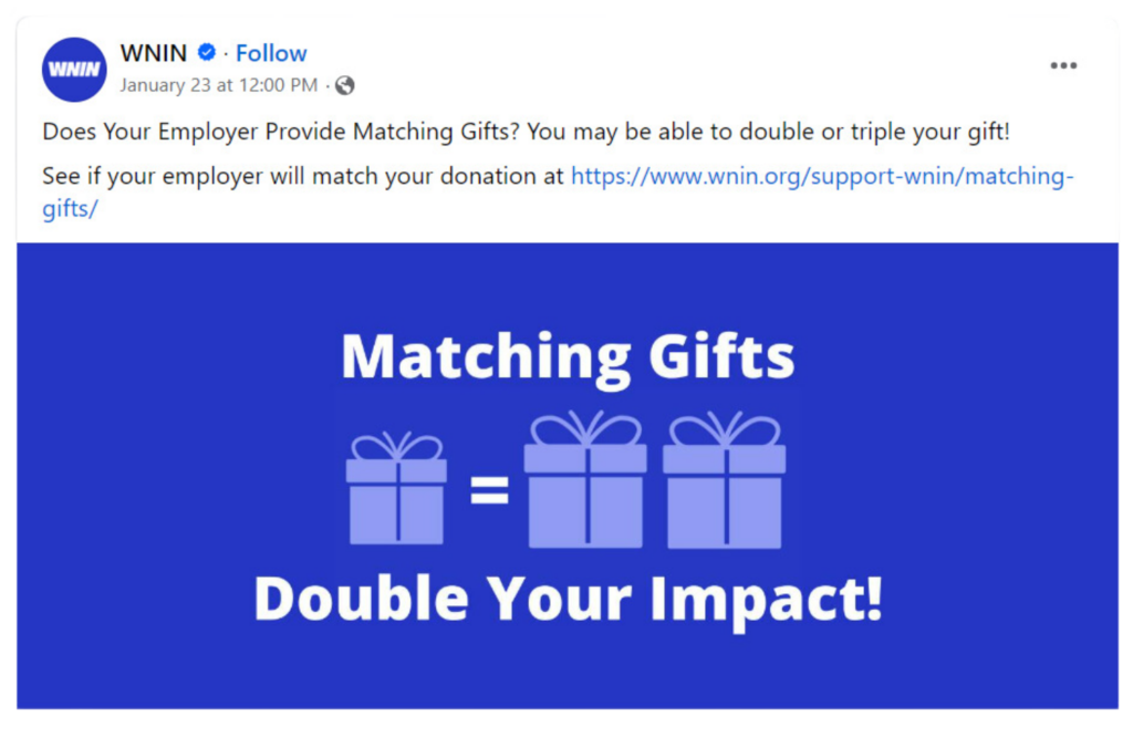 WINN's matching gifts example