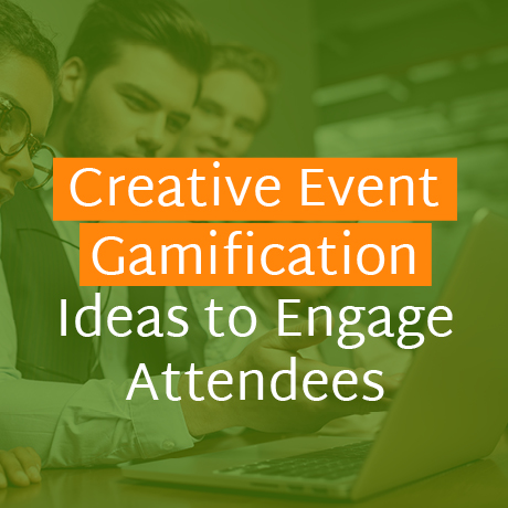 The title of this article layered over a green-tinted photo of nonprofit professionals discussing event gamification.