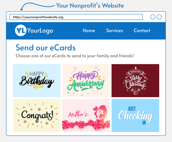 An example website of eCards displayed for purchase. 