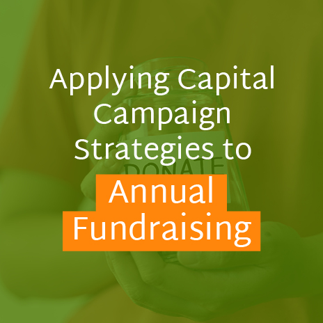 The title of the blog post, "Applying Capital Campaign Strategies to Annual Fundraising"